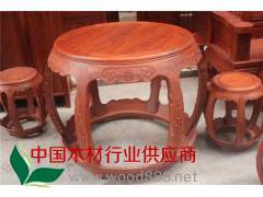浙江工艺家具市场缅甸花梨木明轩鼓桌凳红木家具图片图3