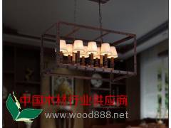 美式复古客厅麻绳吊灯北欧简约长方形锈色铁艺吊灯餐厅咖啡厅灯饰