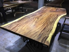 胡桃木烘干大板桌南美实木随形餐桌茶桌大板桌公司会议桌工厂现货图3