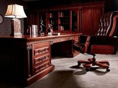 欧式复古纯实木办公家具 实木桌子实木书柜实木办公家具套装定制图1