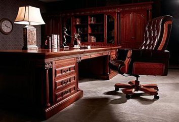 欧式复古纯实木办公家具  实木桌子实木书柜实木衣架办公家具套装定制
