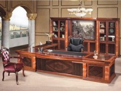 高档办公家具套装组合 实木桌子 实木椅子 实木书柜定制图1