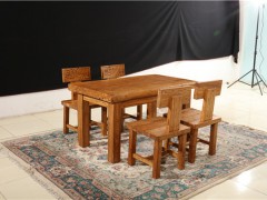 山东私人定制家具纯实木老榆木家具餐桌椅图1