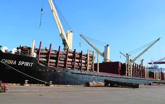 万蓬集团“中国精神”木材船10000余立方米原木到港