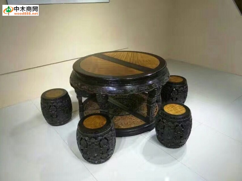 金丝楠木圆鼓桌