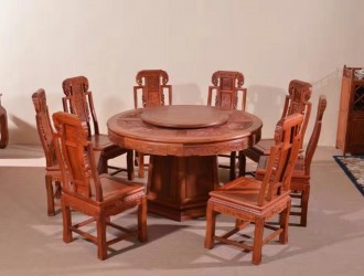客厅中式仿古红木餐桌椅