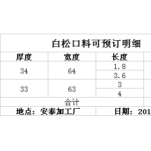 白松口料34*64