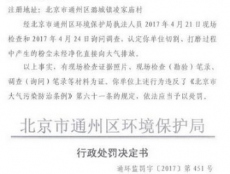 北京天树美达木业公司连吃两罚单 被罚8万元