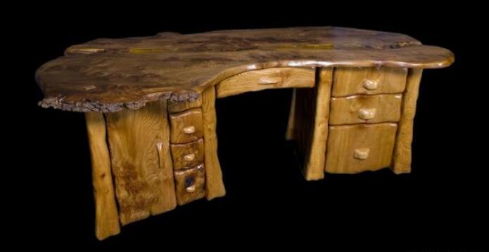榆木琥珀树脂工作台桌