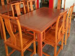 缅甸花梨精品条形饭桌六件套,纳善红木家具