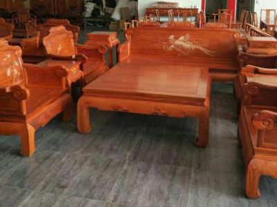 缅甸花梨精品雕花沙发椅,纳善红木家具