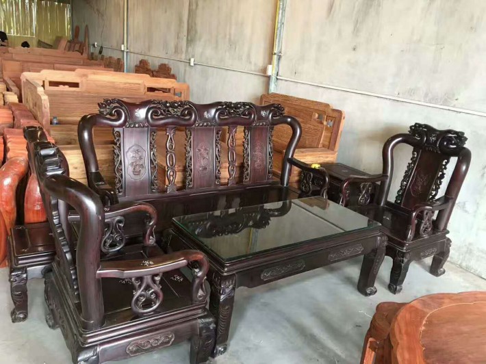 老挝大红酸枝锦绣沙发113_伟美红木家具_中木商网