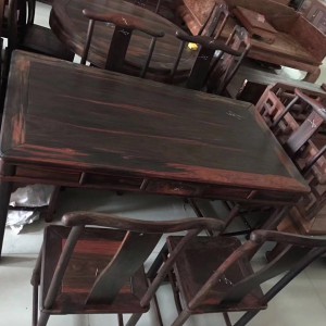 大红酸枝家具(交趾黄檀)红木酸枝长方形餐桌七件套品牌