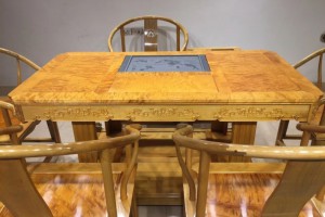 金丝楠木茶桌茶台长方桌158X85X80满花面板产品图2