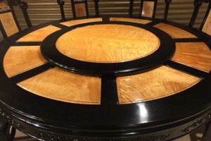 金丝楠木圆餐桌,圆台黑檀木框架大叶帧楠满花面板产品图3