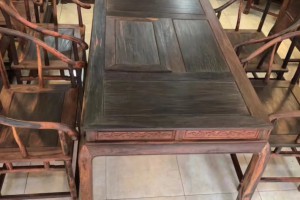 古典中式大红酸枝红木实木功夫办公室茶桌椅组合茶台家用传统简约图1