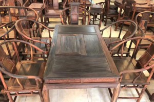 古典中式大红酸枝红木实木功夫办公室茶桌椅组合茶台家用传统简约图2