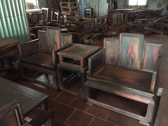 老挝大红酸枝五屏宝座沙发交趾黄檀独板实木休闲椅组合十件套红木家具
