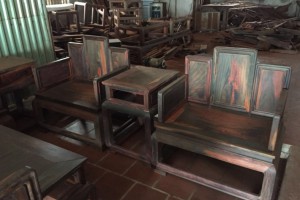 老挝大红酸枝五屏宝座沙发交趾黄檀独板实木休闲椅组合十件套红木家具