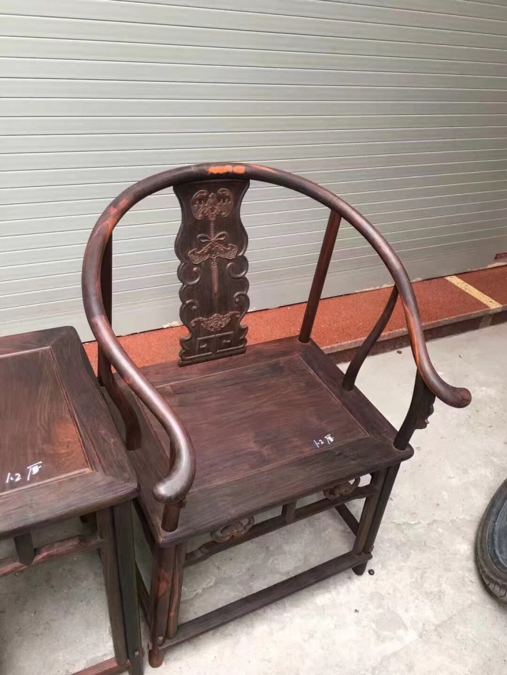 老挝大红酸枝福临门圈椅三件套坐板1.2公分独板拆房老料无拼补无白皮