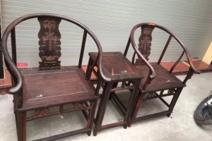 老挝大红酸枝福临门圈椅三件套坐板1.2公分独板拆房老料无拼补无白皮产品图2