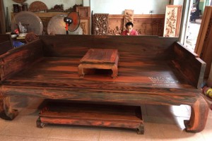 老挝大红酸枝曲尺罗汉床三件套_中式红木古典家具罗汉榻实木沙发床组合睡榻产品图2