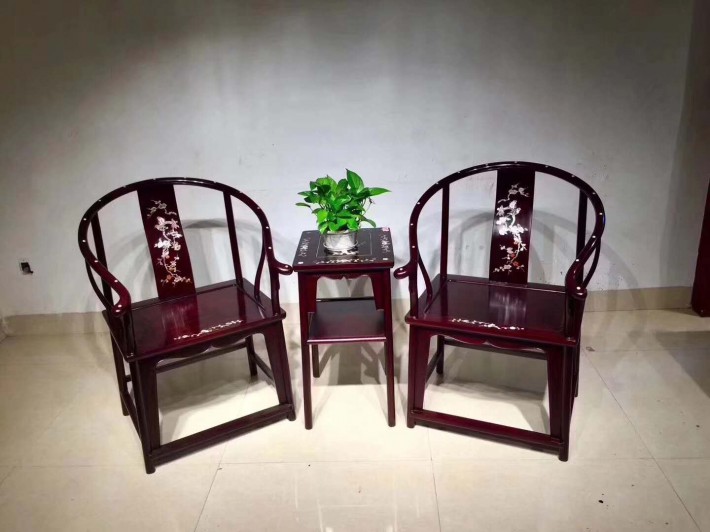 血檀皇宫椅赞比亚紫檀圈椅围椅三件套组合_工厂直营红木家具