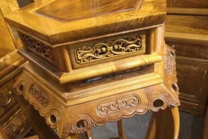 金丝楠木六角花架极品小叶金丝楠满枯木料​花几花台图3