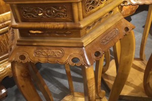 金丝楠木六角花架极品小叶金丝楠满枯木料花几花台图2