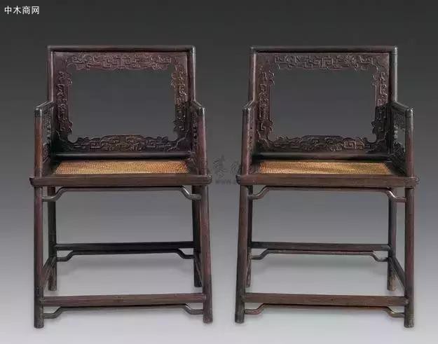 清 铁力木配硬木玫瑰椅 （两件）