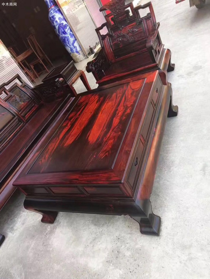 老挝大红酸枝沙发6件套广西御红轩红木家具