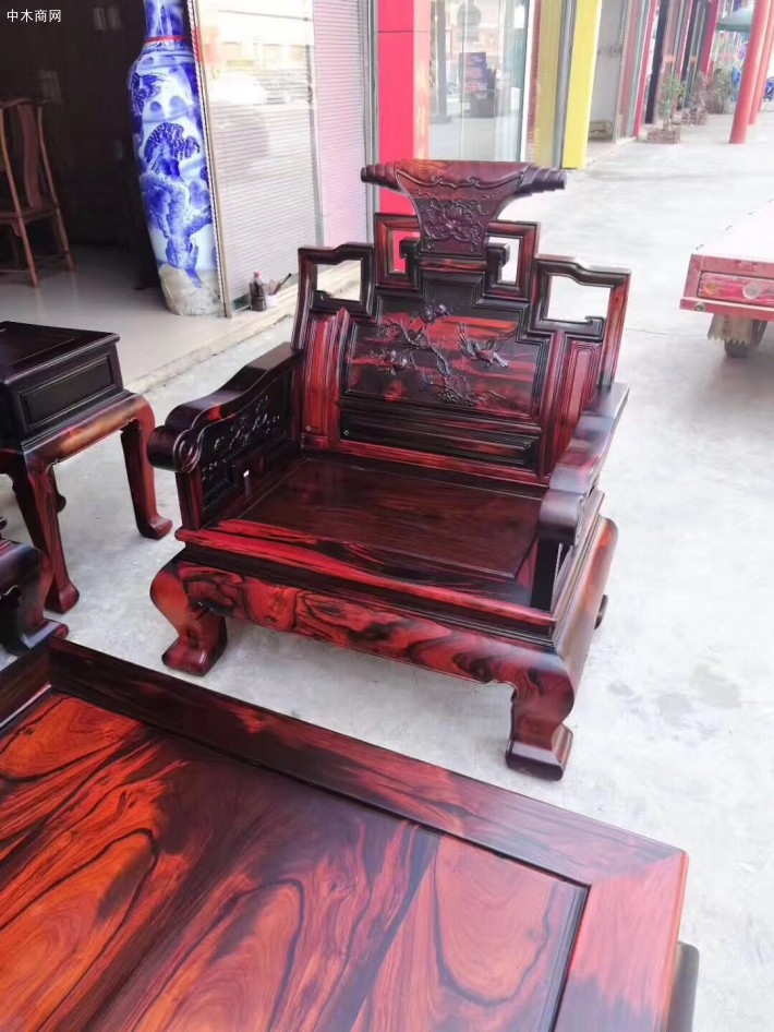 老挝大红酸枝沙发6件套广西御红轩红木家具产品
