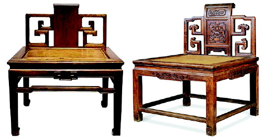 清中期 金丝楠禅椅 和 榆木禅椅