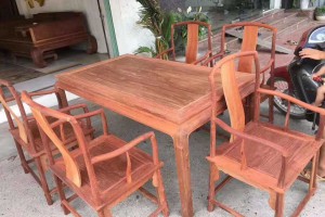 缅甸花梨木餐桌椅高清图片