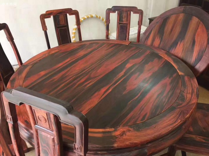 大红酸枝圆餐桌椅红木家具图片欣赏