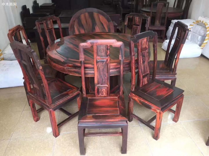 大红酸枝圆餐桌椅红木家具高清图片