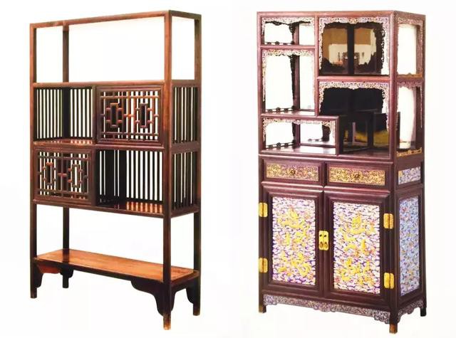 明代家具（左）与清代家具（右）