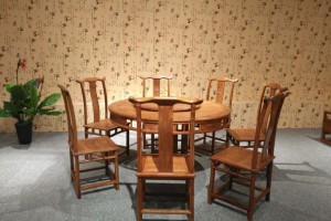 刺猬紫檀1.38米明式园台配8椅