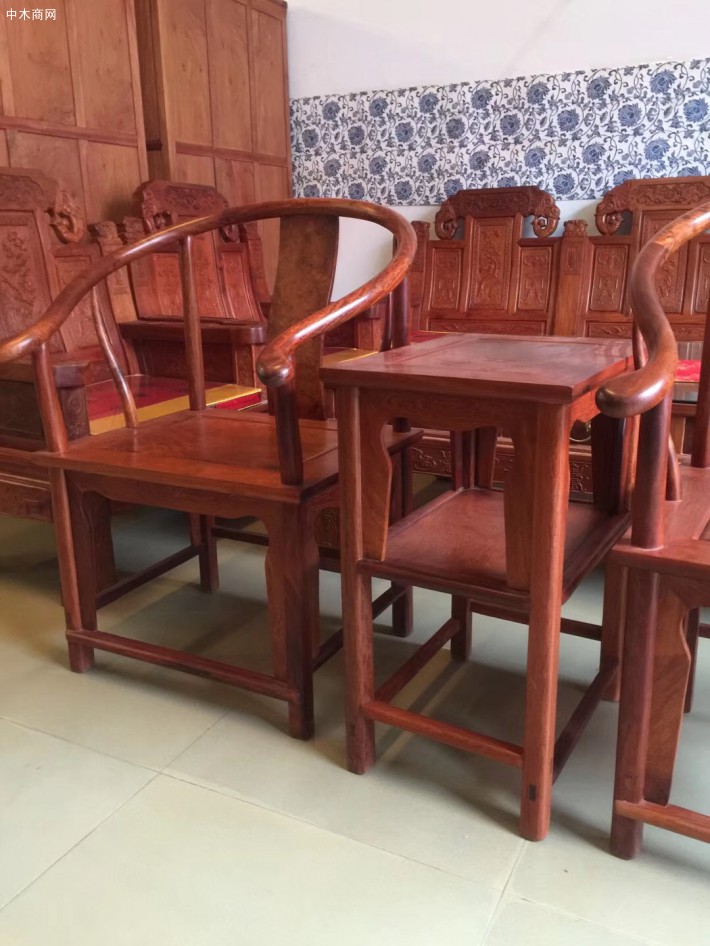 缅甸花梨木圈椅三件套独板厂家