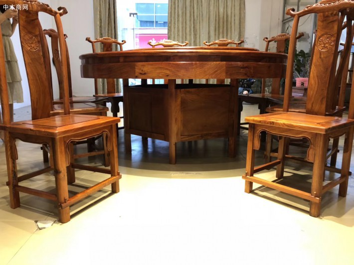 缅甸花梨红木家具餐桌椅价格
