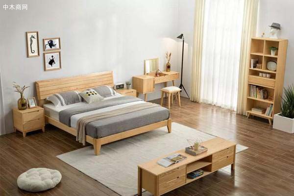 [中木商网] 北欧风卧室 白蜡木框架床