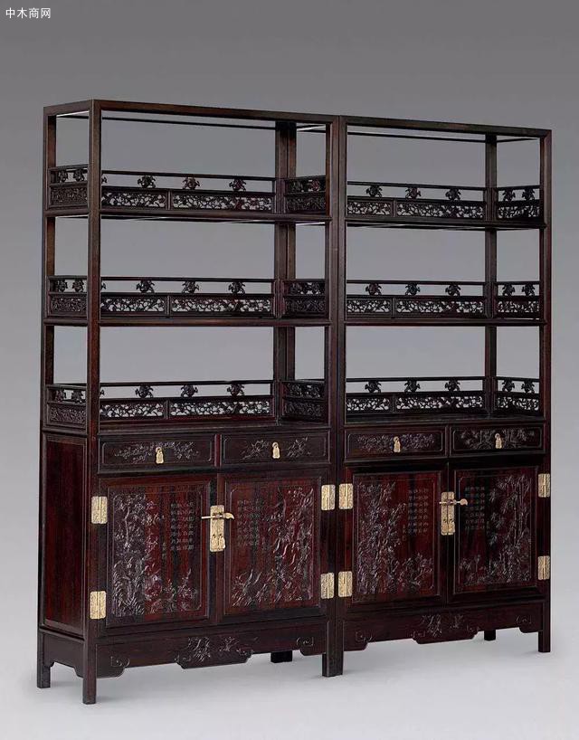 中式红木书架