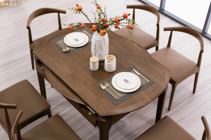 精品实木多功能伸缩餐台餐桌椅直径1.35米