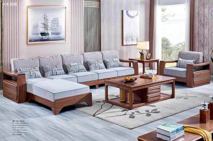 套房家具金丝檀木实木沙发品牌