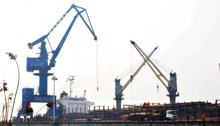 中林新民洲港进口木材接卸突破300万立方