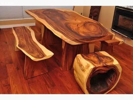 原木木头大板桌椅