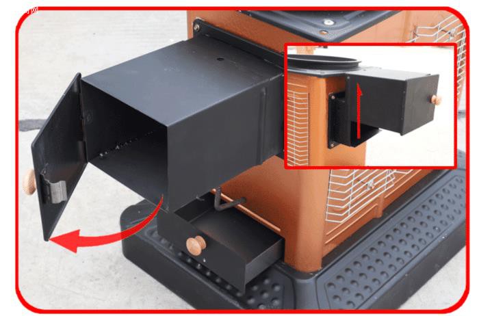在室内柴火烤火炉柴煤两用取暖炉上