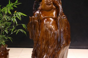 楠木根雕摆件招财进宝实木工艺品人物弥勒佛风水装饰品图2