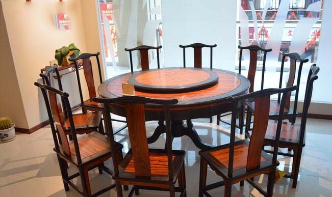 红木餐厅家具仿古典实木大红酸枝1.53m明式圆餐桌厂家批发
