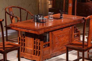 山东老榆木餐桌椅系列,榆木茶台,茶道桌图1